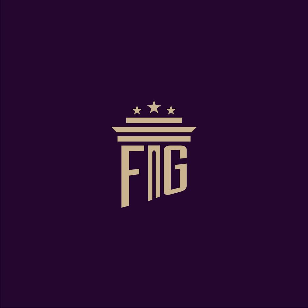 diseño de logotipo de monograma inicial fg para abogados de bufete de abogados con imagen de vector de pilar