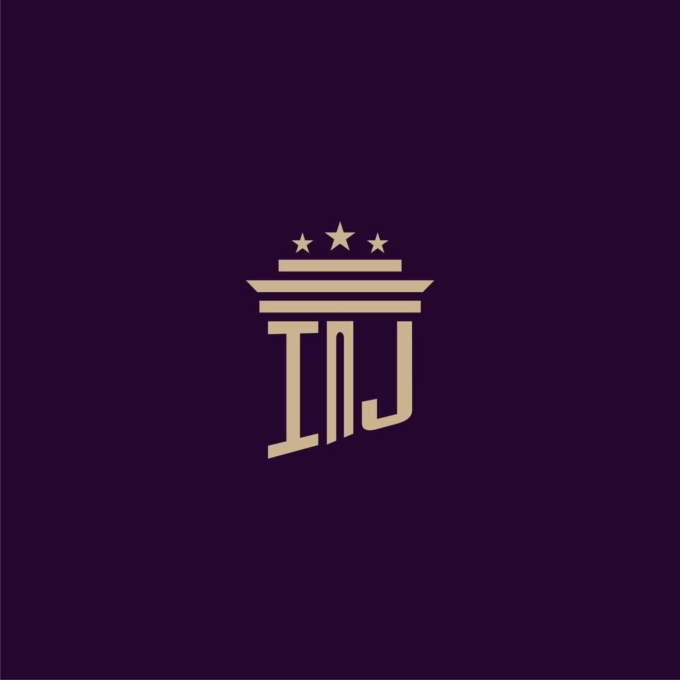 IJ initial monogram logo design for lawfirm lawyers with pillar vector image