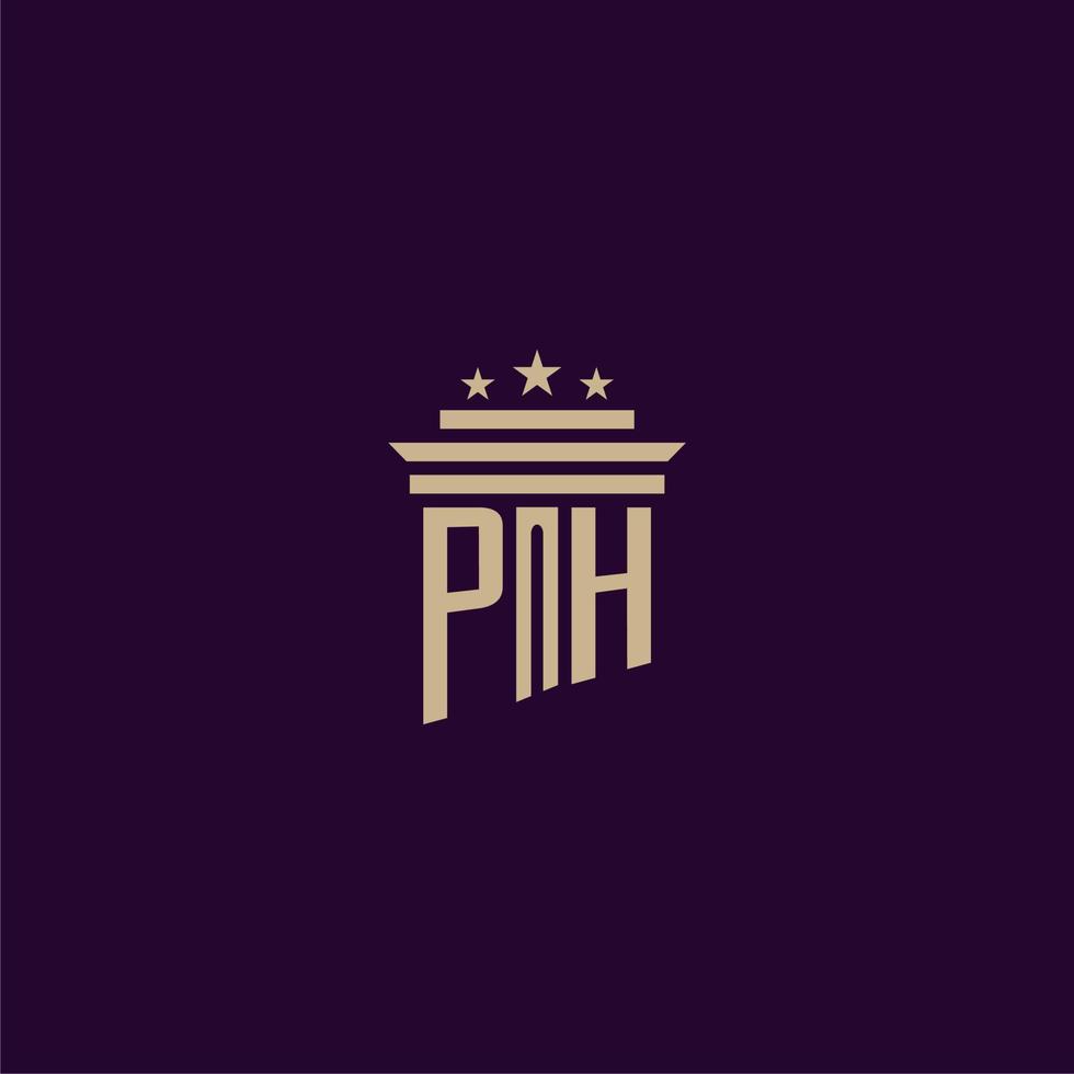 PH initial monogram logo design for lawfirm lawyers with pillar vector image