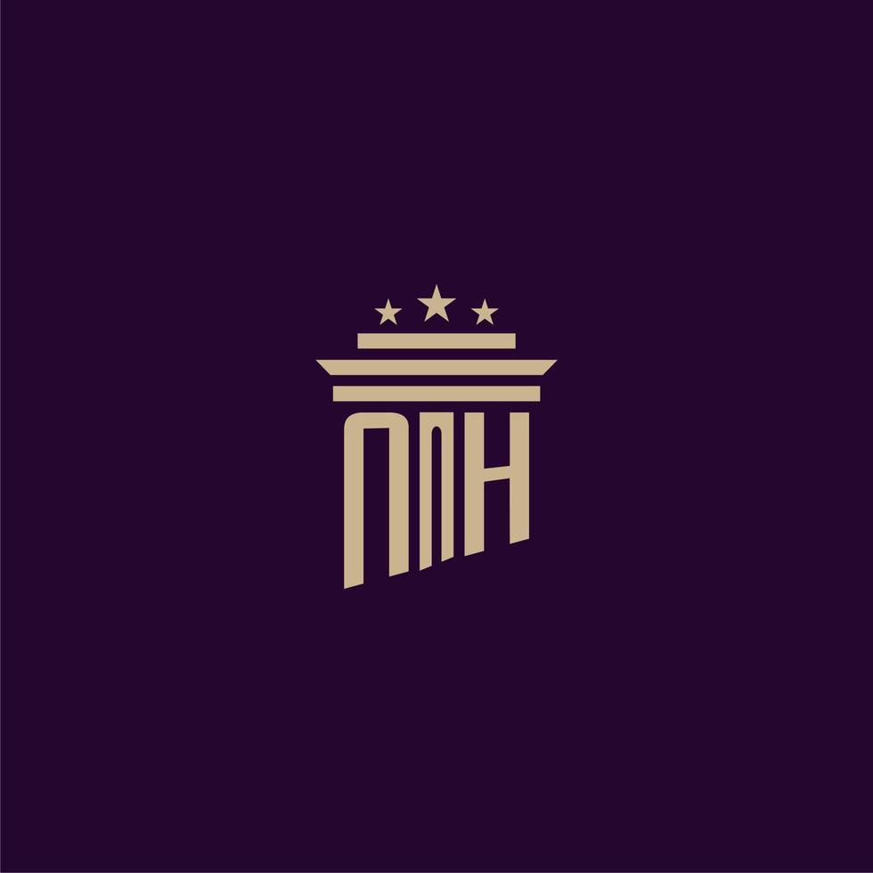 NH initial monogram logo design for lawfirm lawyers with pillar vector image