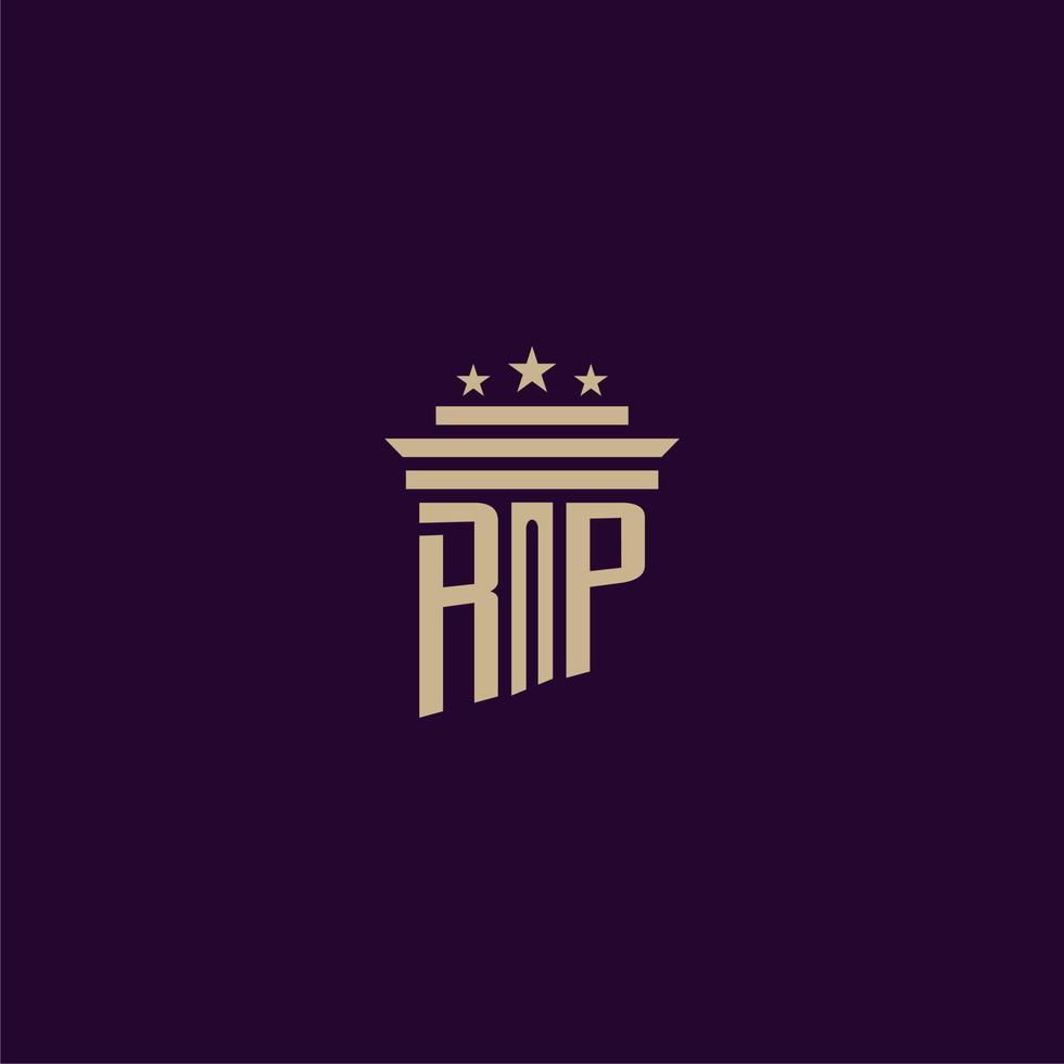 RP initial monogram logo design for lawfirm lawyers with pillar vector image