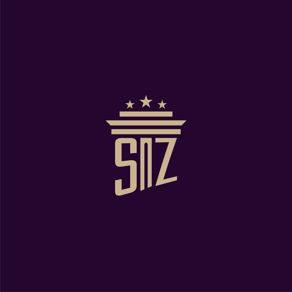 SZ initial monogram logo design for lawfirm lawyers with pillar vector image