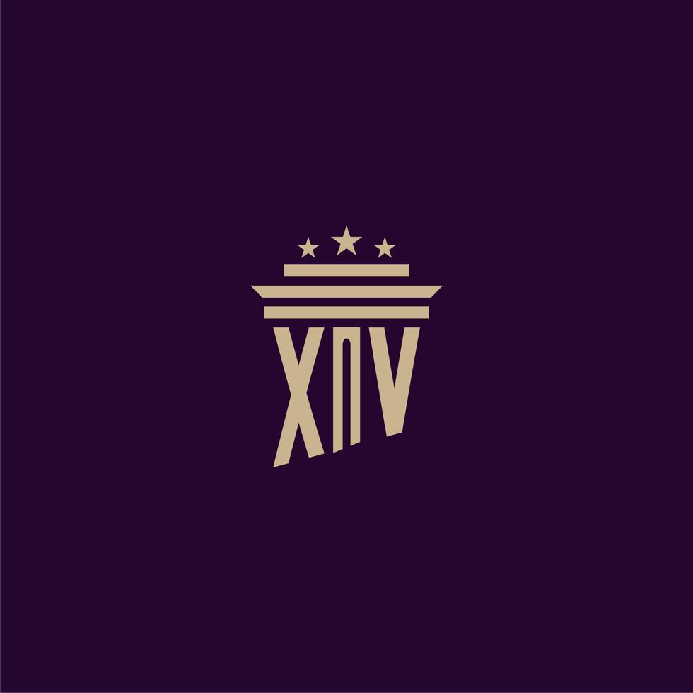 XV initial monogram logo design for lawfirm lawyers with pillar vector image