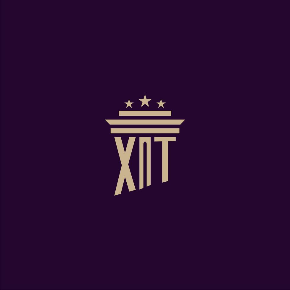 XT initial monogram logo design for lawfirm lawyers with pillar vector image