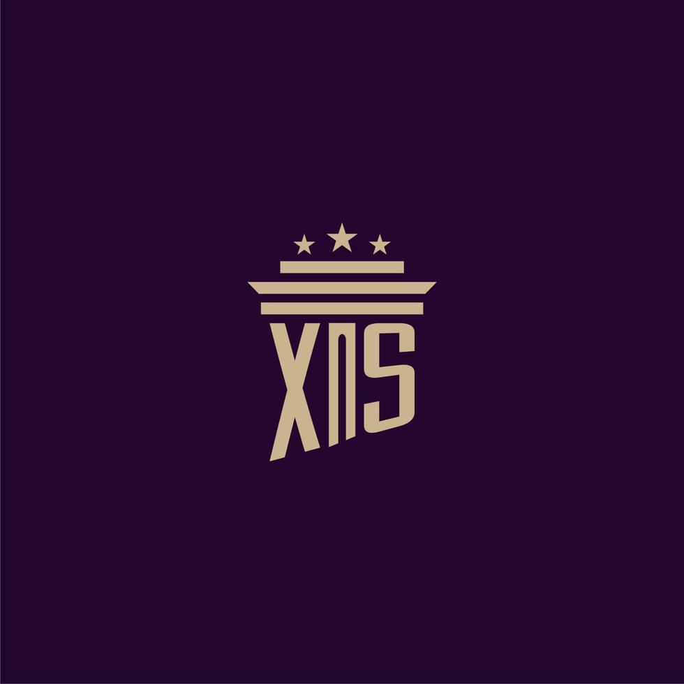 diseño de logotipo de monograma inicial xs para abogados de bufete de abogados con imagen de vector de pilar