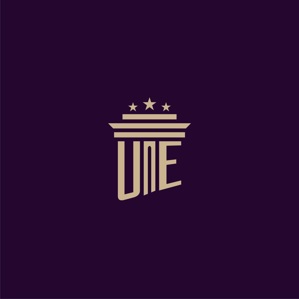 UE initial monogram logo design for lawfirm lawyers with pillar vector image