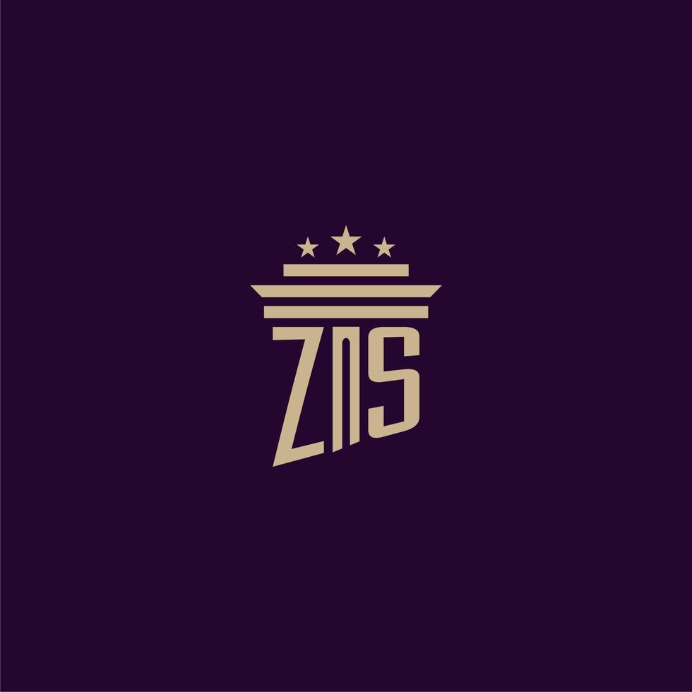 ZS initial monogram logo design for lawfirm lawyers with pillar vector image