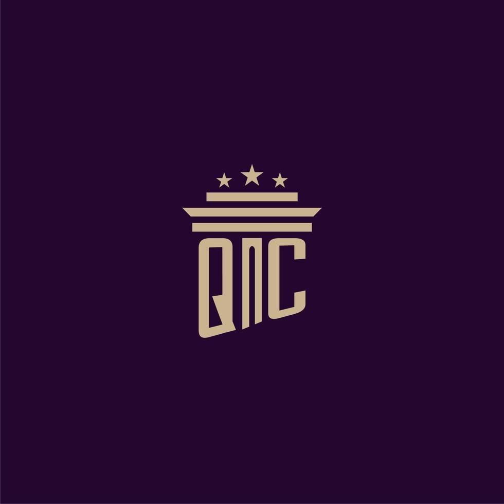 QC initial monogram logo design for lawfirm lawyers with pillar vector image