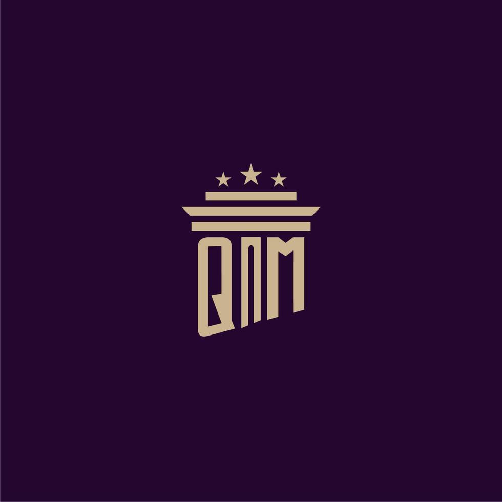 QM initial monogram logo design for lawfirm lawyers with pillar vector image