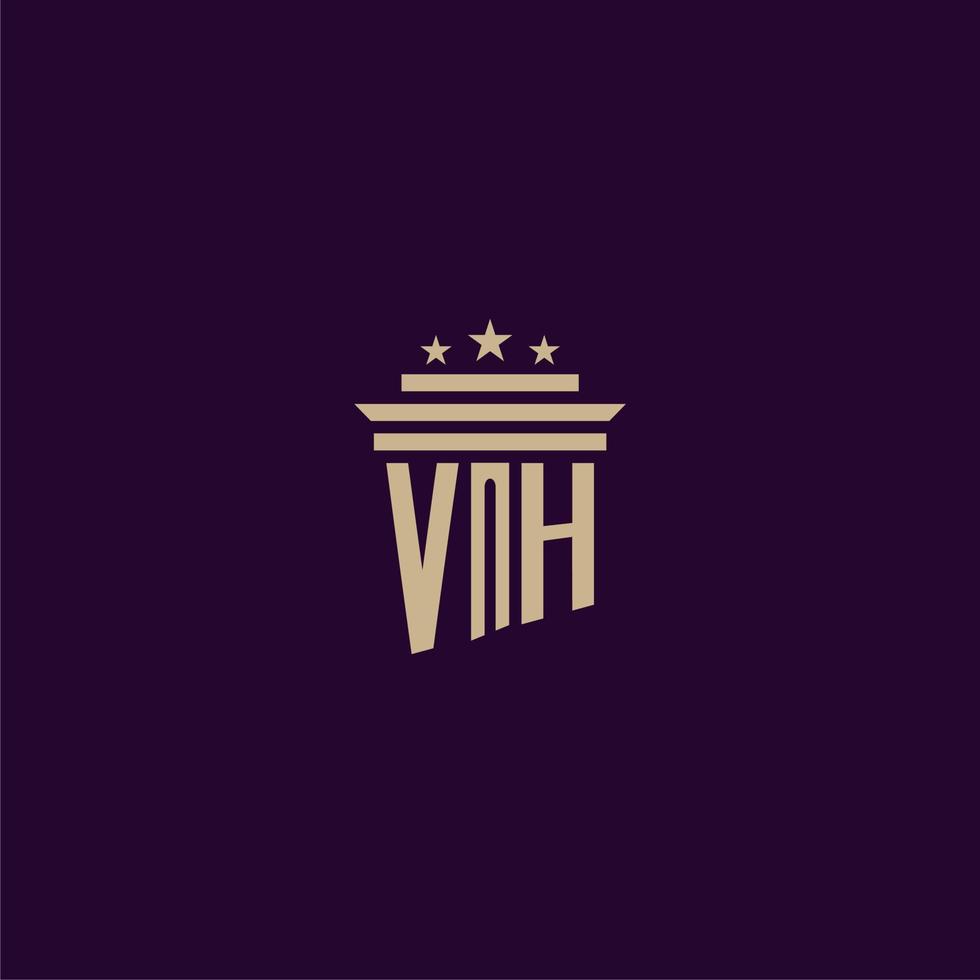 VH initial monogram logo design for lawfirm lawyers with pillar vector image