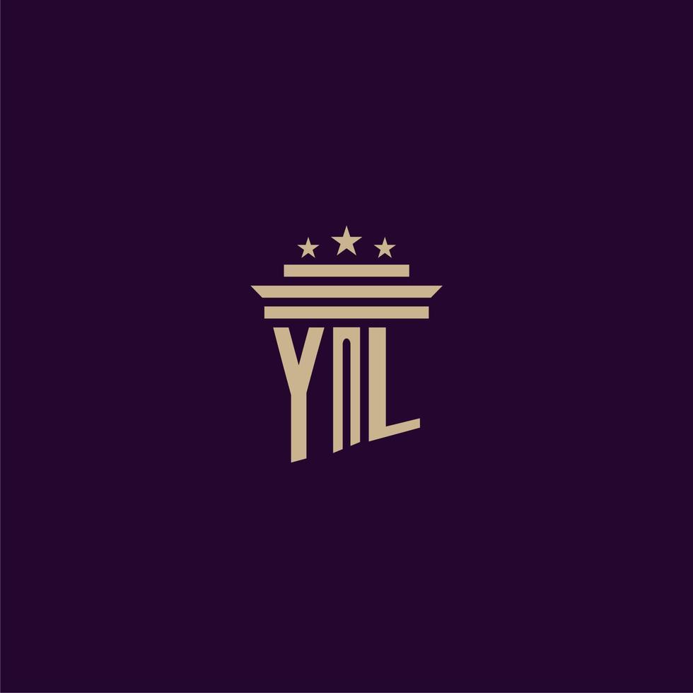 YL initial monogram logo design for lawfirm lawyers with pillar vector image