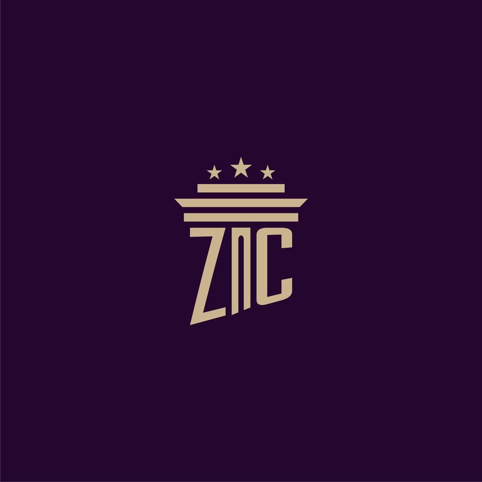 ZC initial monogram logo design for lawfirm lawyers with pillar vector image