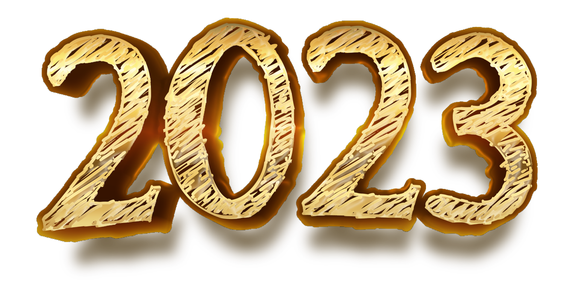 happy new year 2023 celebration eve golden shiny text fonts png