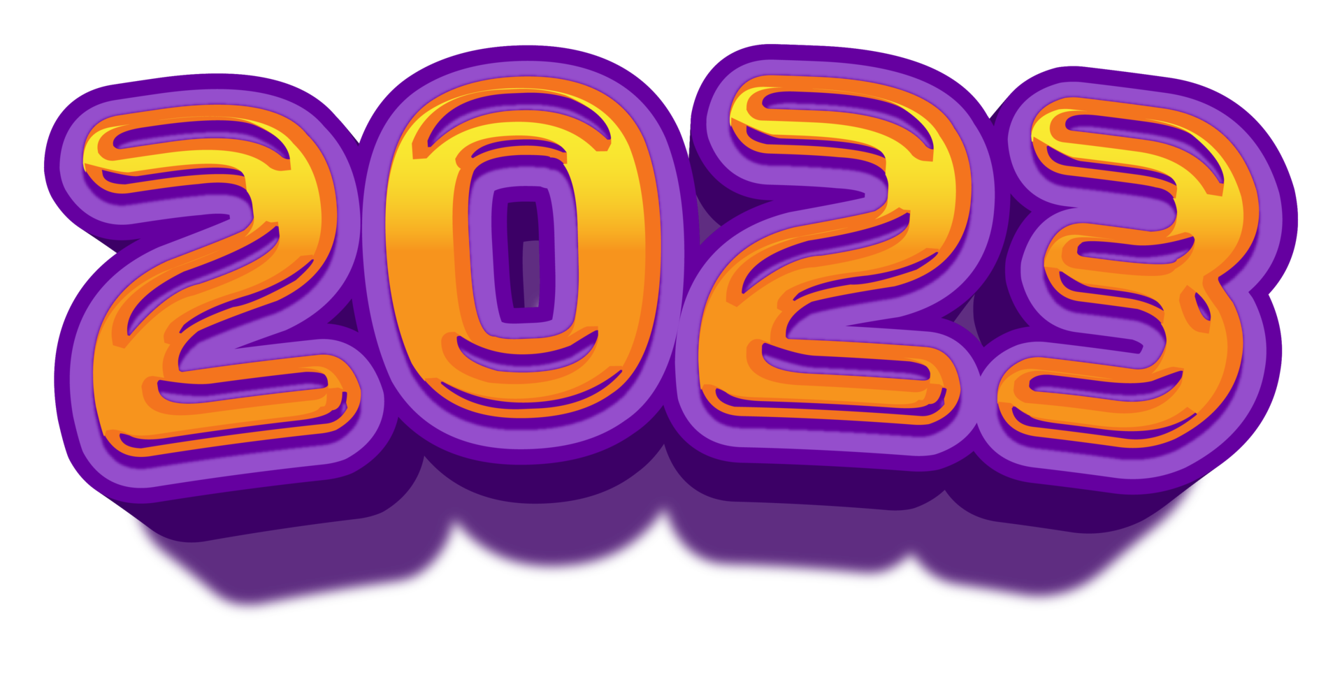 2023 happy new year eve gold purple text glitter shiny png