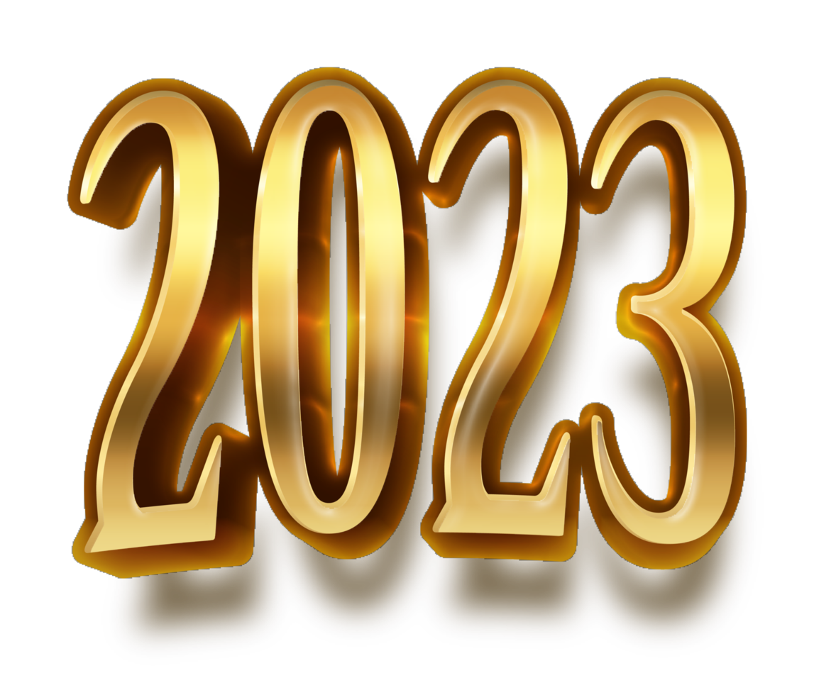 happy new year 2023 celebration eve golden shiny text fonts png