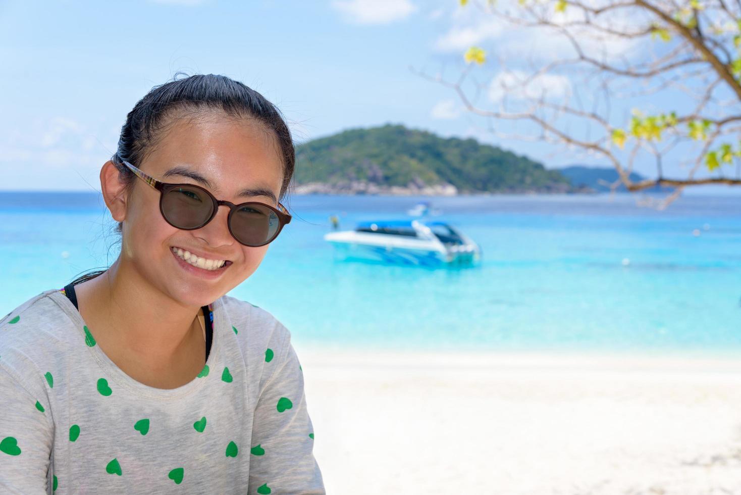 Tourist woman on the beach at Similan islands, Thailand photo