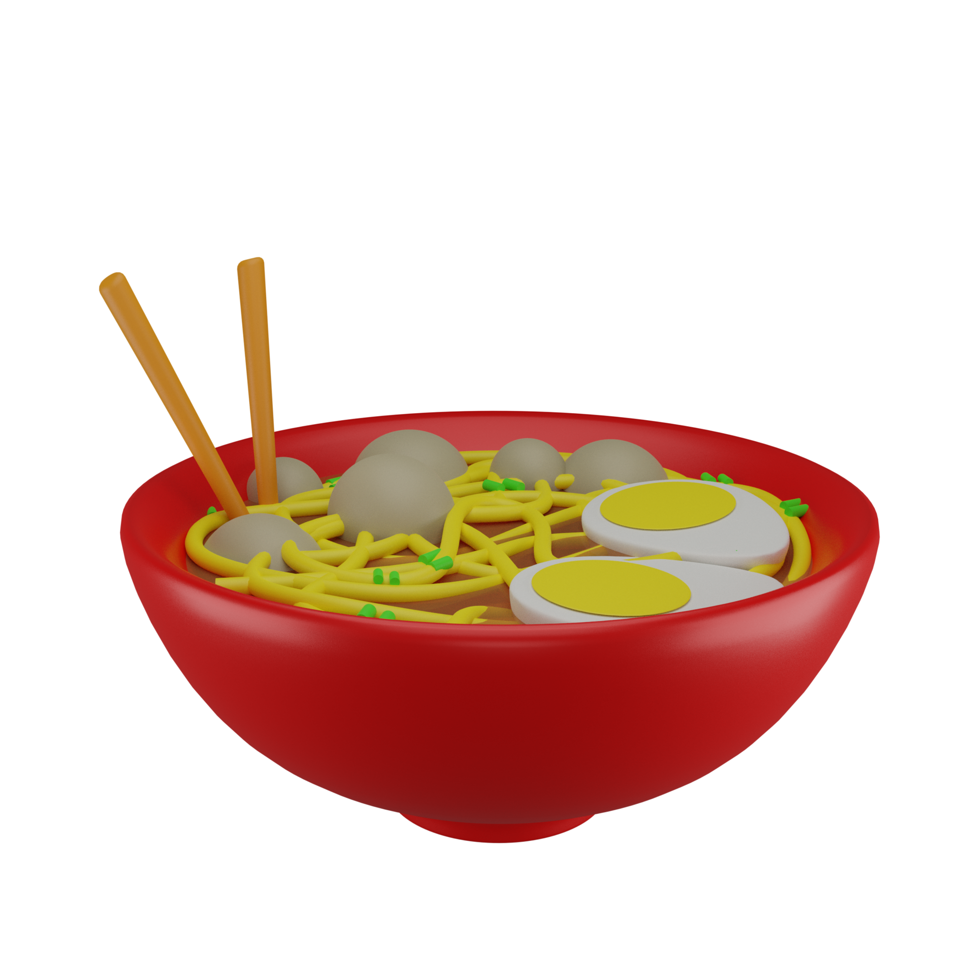 noodle meatball 3d icon, suitable to be used as an additional element