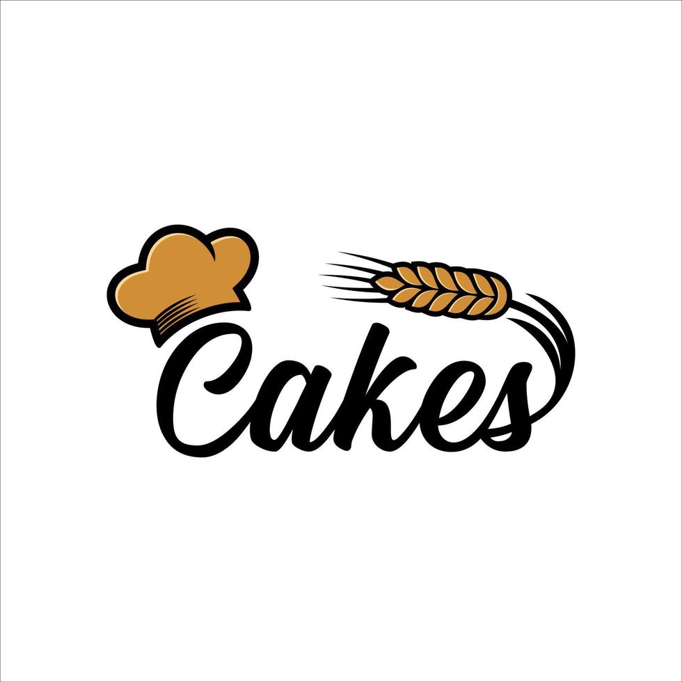 Bakery lettering and calligraphy logo design, cakes vector