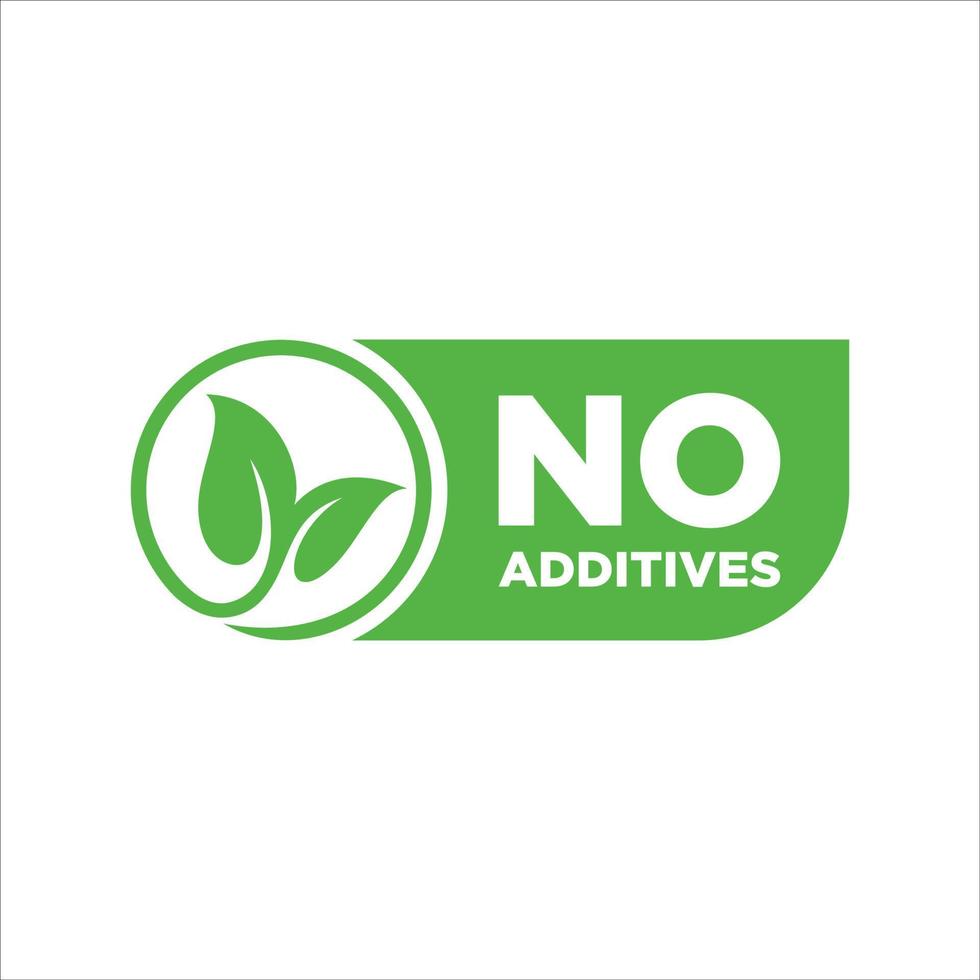 No additives sign for healthy natural food products label, vector isolated pictogram with plant leaf