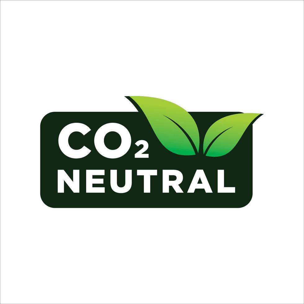 sello de textura áspera verde neutro de co2 - emisiones de carbono libres de contaminación atmosférica producción industrial signo aislado ecológico vector