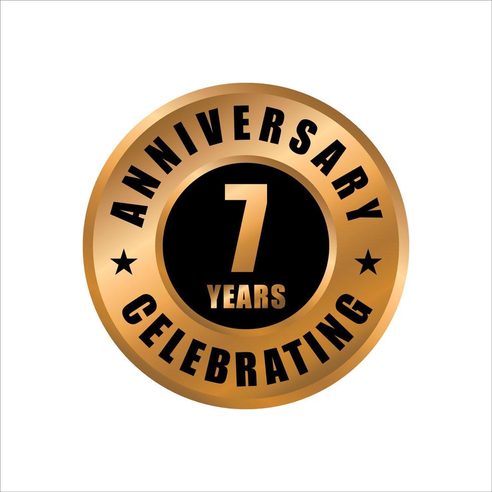 Plantilla de diseño de celebración de aniversario de 7 años. sello de vector de aniversario de siete años
