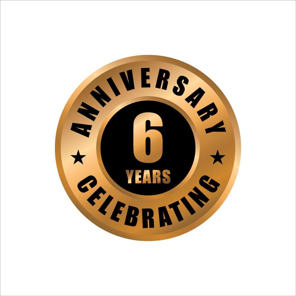 Plantilla de diseño de celebración de aniversario de 6 años. sello de vector de aniversario de seis años
