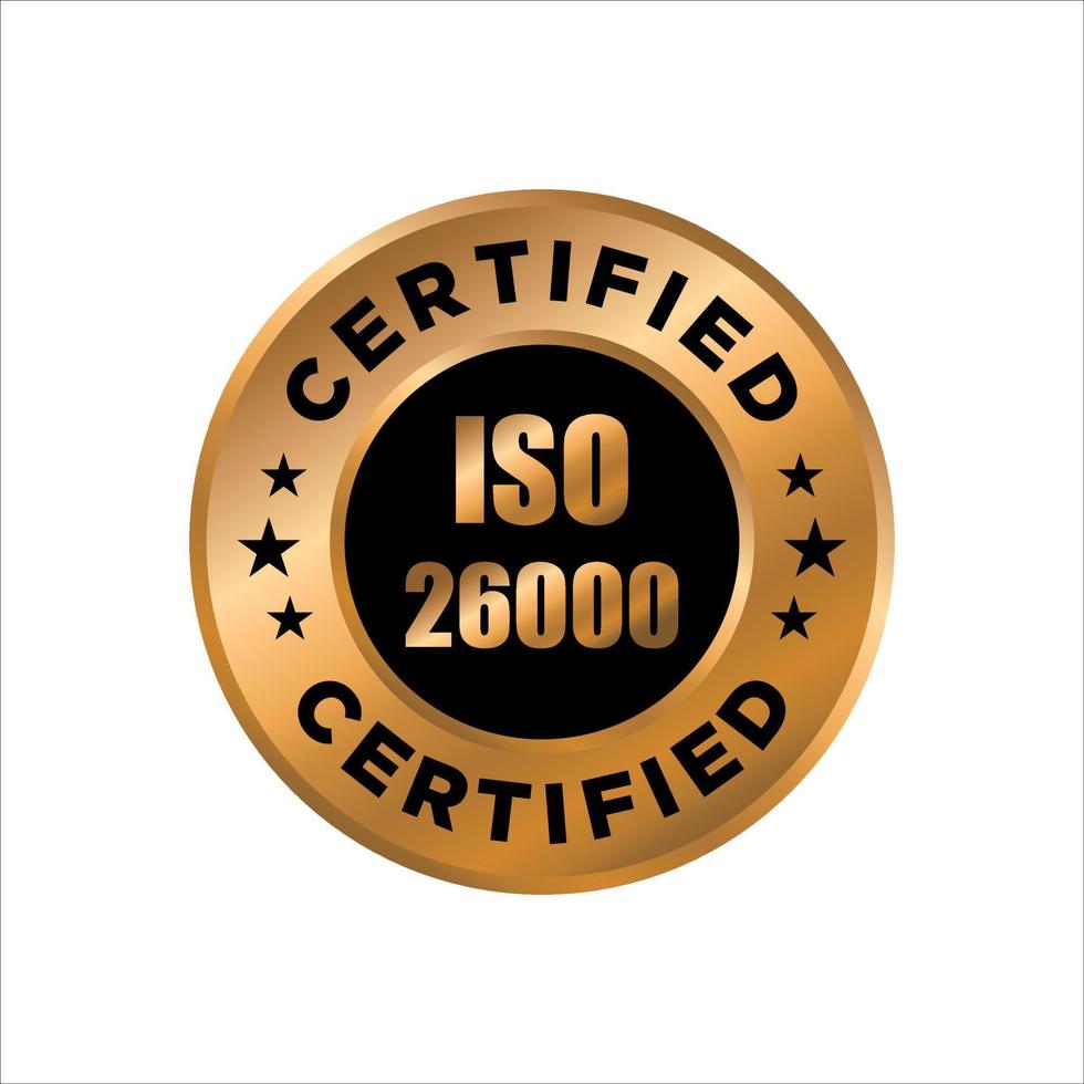 ISO 26000 stamp sign - guidance on social responsibility standard, web label or badge vector