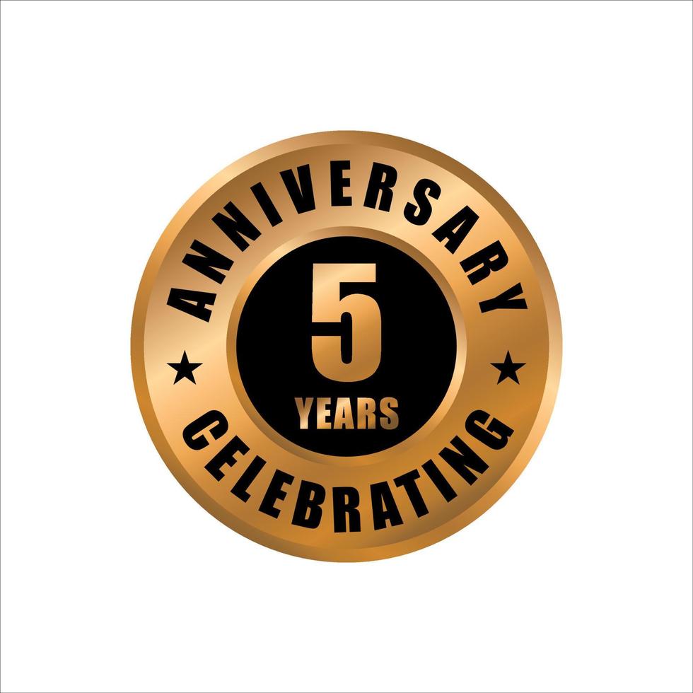 Plantilla de diseño de celebración de aniversario de 5 años. sello de vector de aniversario de cinco años