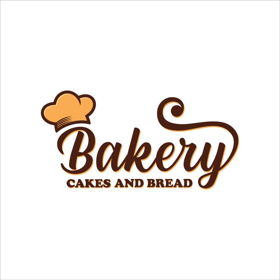 Bakery lettering and calligraphy logo design, cakes vector