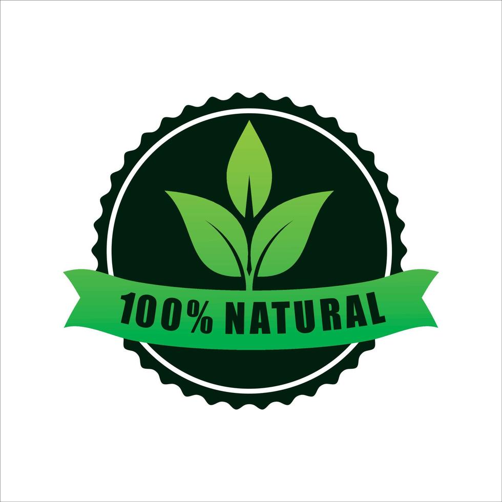 Sello de insignia de etiqueta adhesiva 100 por ciento orgánico, sello de insignia de etiqueta adhesiva 100 por ciento natural vector