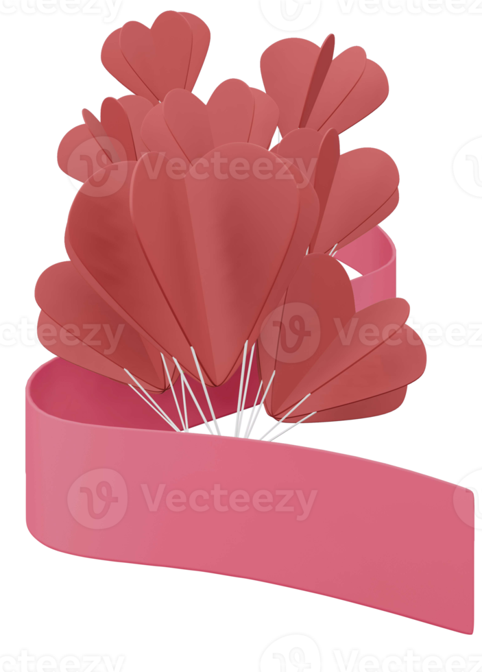 3d rendering of many balloons with empty banner big ribbon png
