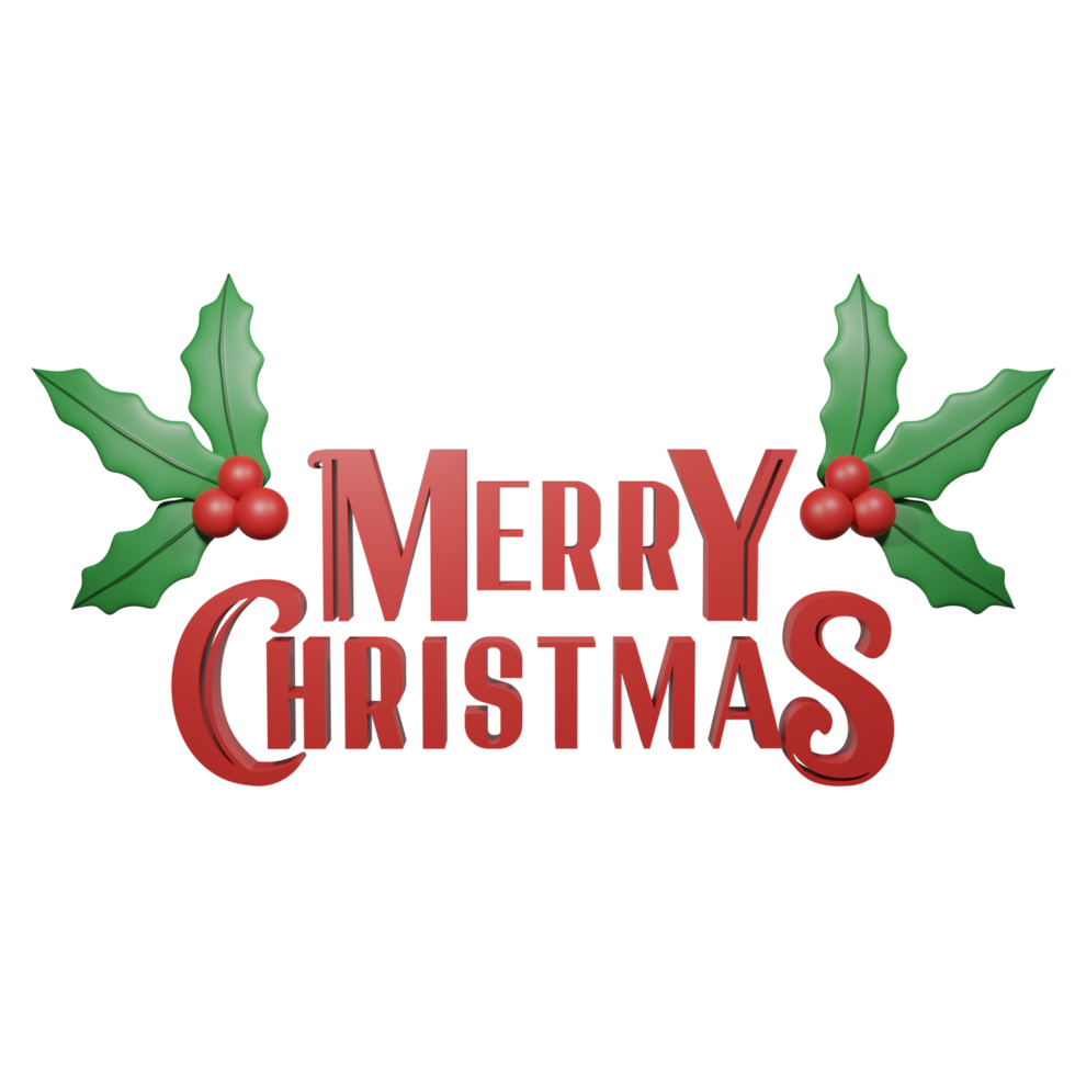 3d merry christmas text png