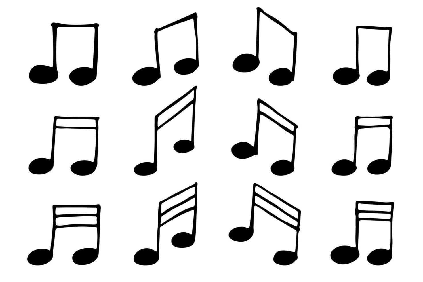Music note doodle set. Hand drawn musical symbol. Elements for print, web, design, decor, logo vector