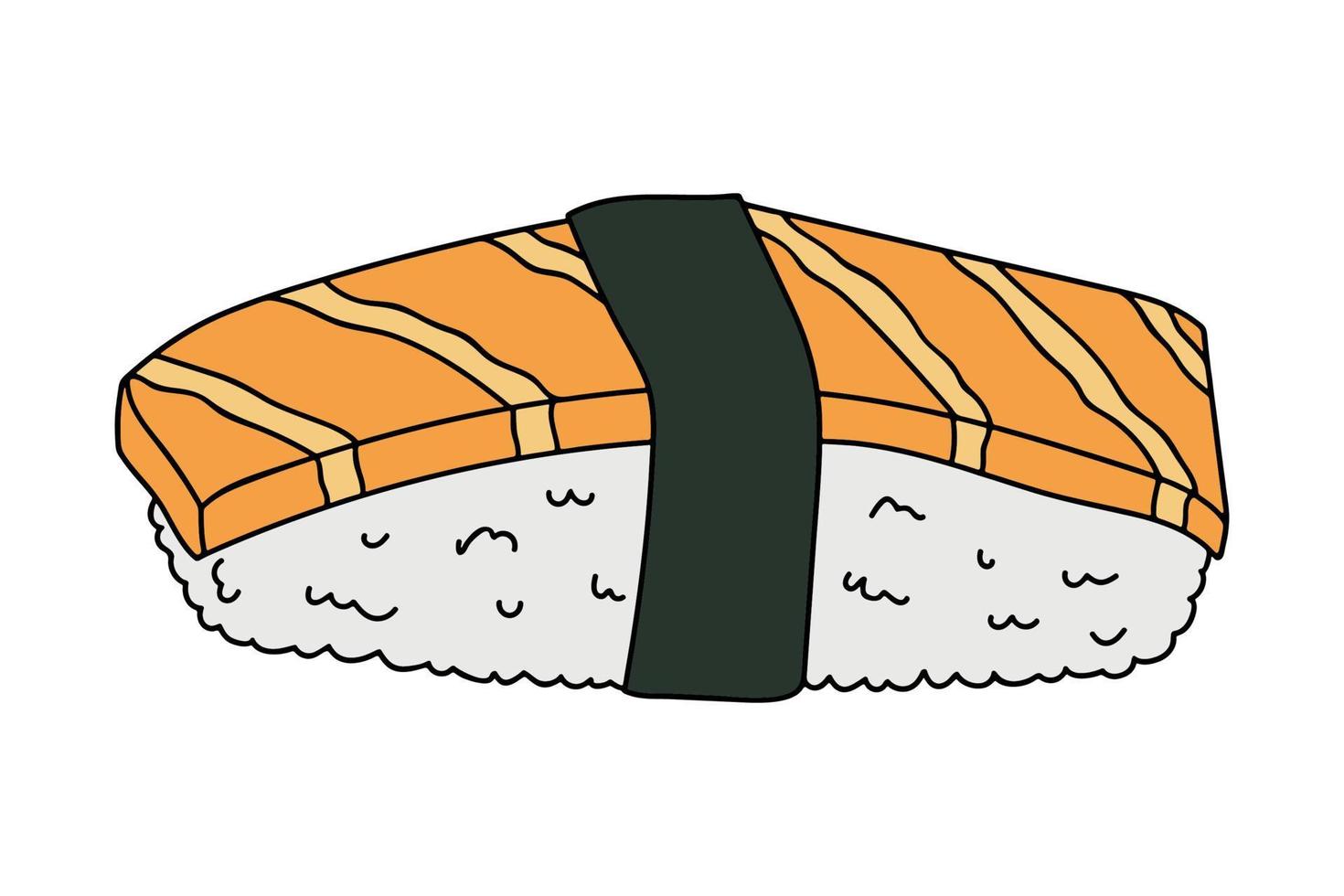 clipart de sushi dibujado a mano. platos de la cocina tradicional japonesa. comida asiática vector