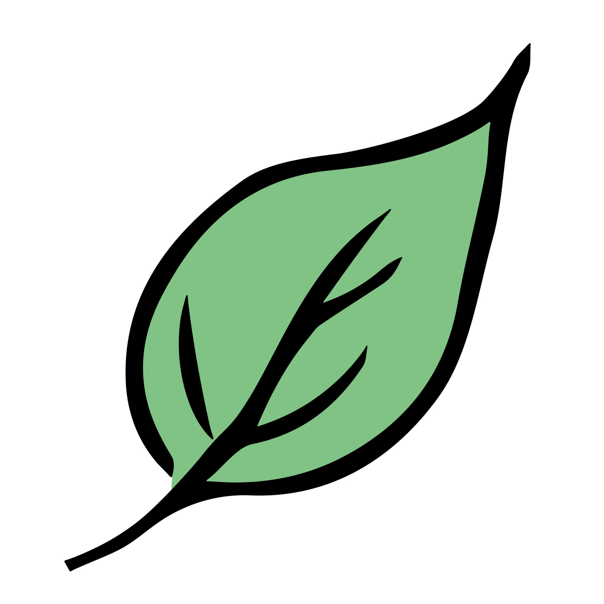 Hand drawn simple leaf. Eco doodle clipart. Botanical illustration