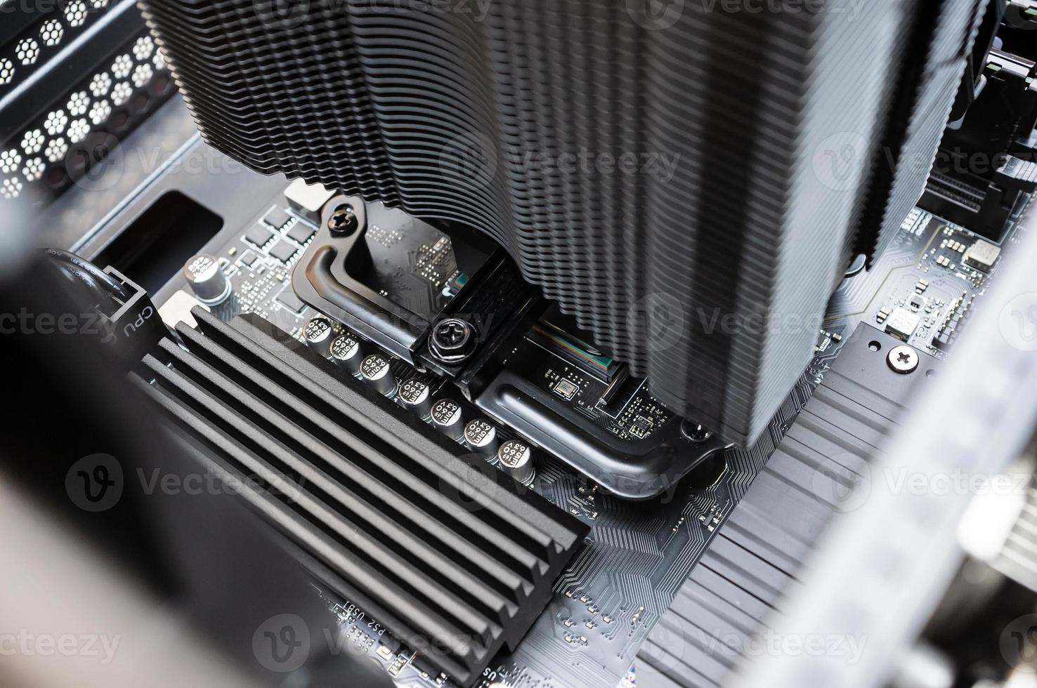 Modern computer from the inside. Smart iron. Macro. photo