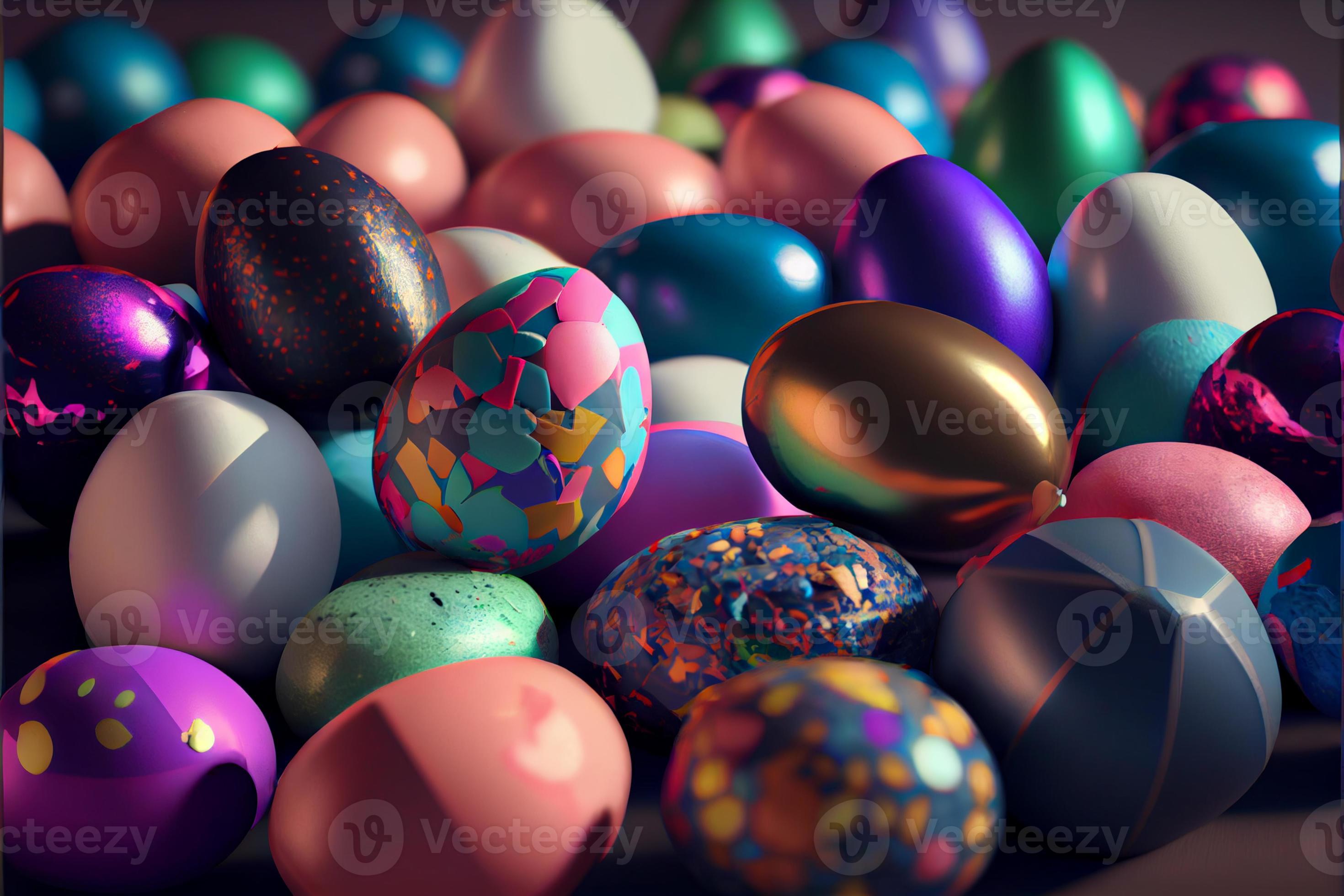 Easter, April 9, Christian Day To commemorate the resurrection of Jesus, a symbol of hope, rebirth and forgiveness, the Easter Egg Hunt decorates eggs with patterns and bright colors. 16703759 Stock Photo