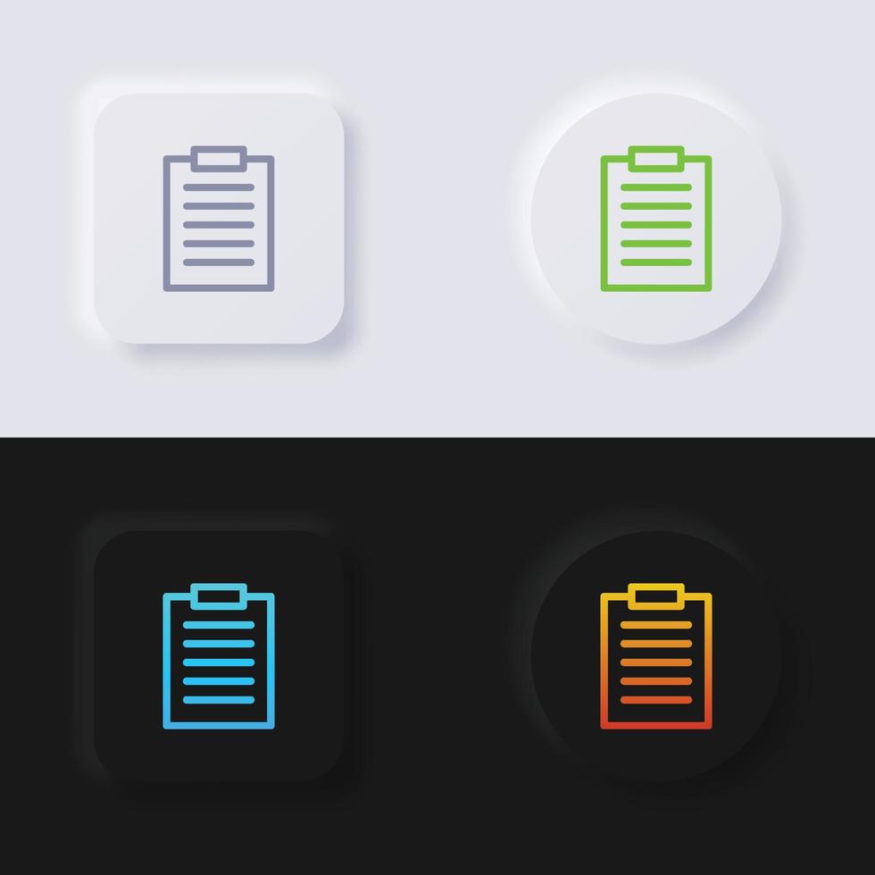 conjunto de iconos de portapapeles, diseño de interfaz de usuario suave de botón de neumorfismo multicolor para diseño web, interfaz de usuario de aplicación y más, botón, vector. vector