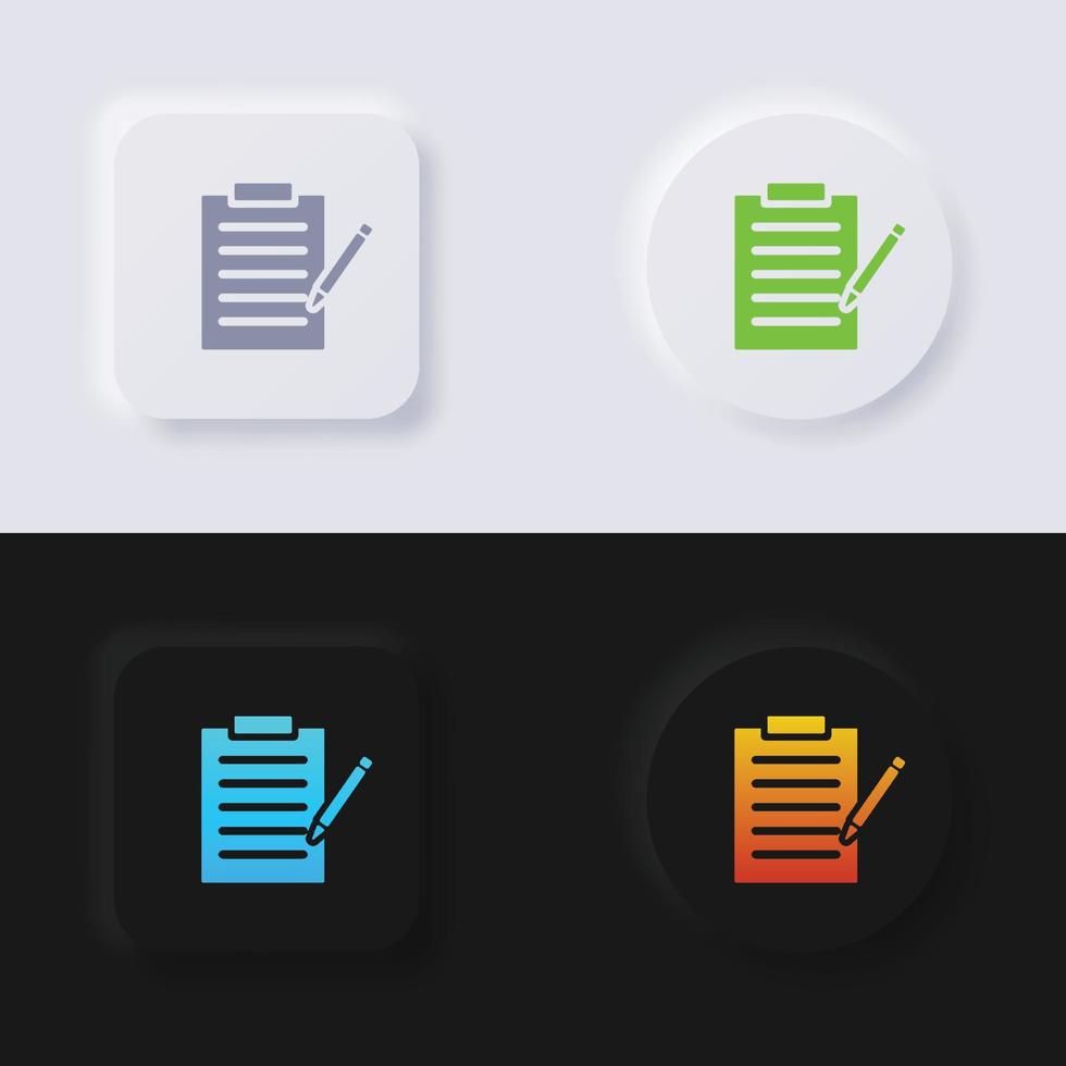 Clipboard icon set, Multicolor neumorphism button soft UI Design for Web design, Application UI and more, Button, Vector. vector