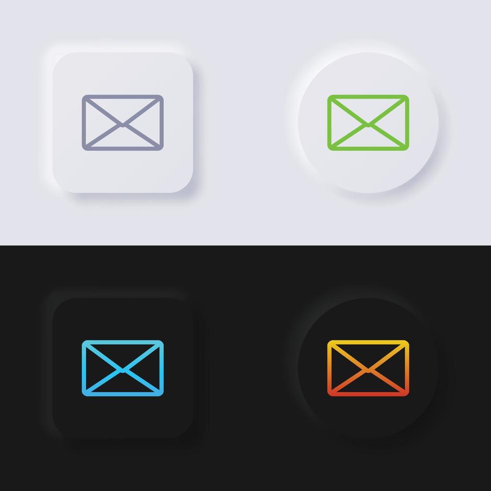 conjunto de iconos de sobre, diseño de interfaz de usuario suave de botón de neumorfismo multicolor para diseño web, interfaz de usuario de aplicación y más, botón, vector. vector