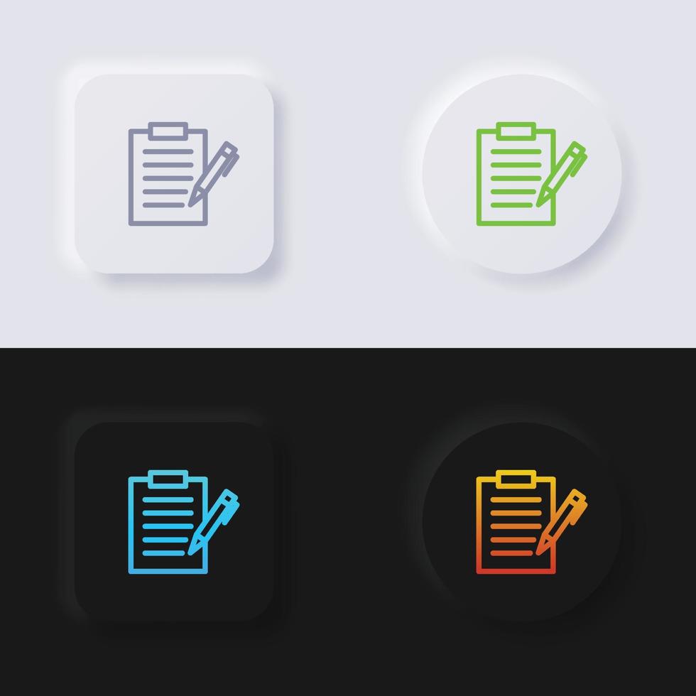 Clipboard icon set, Multicolor neumorphism button soft UI Design for Web design, Application UI and more, Button, Vector. vector