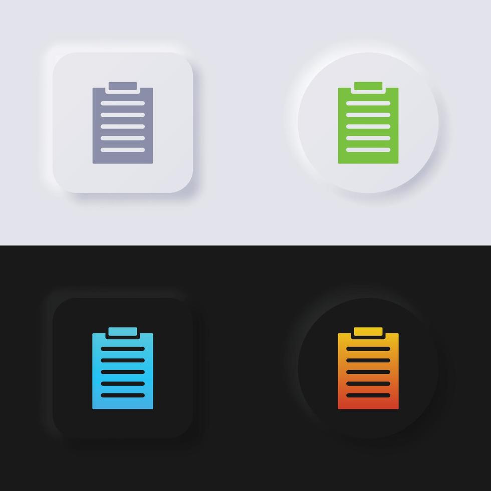 Clipboard icon set, Multicolor neumorphism button soft UI Design for Web design, Application UI and more, Button, Vector. vector