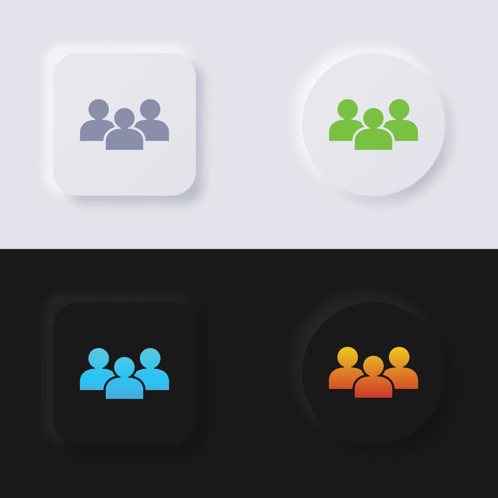 conjunto de iconos de grupo de personas, diseño de interfaz de usuario suave de botón de neumorfismo multicolor para diseño web, interfaz de usuario de aplicación y más, botón, vector. vector