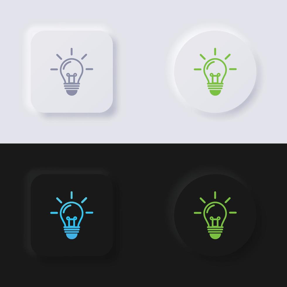 conjunto de iconos de bombilla, diseño de interfaz de usuario suave de botón de neumorfismo multicolor para diseño web, interfaz de usuario de aplicación y más, botón, vector. vector