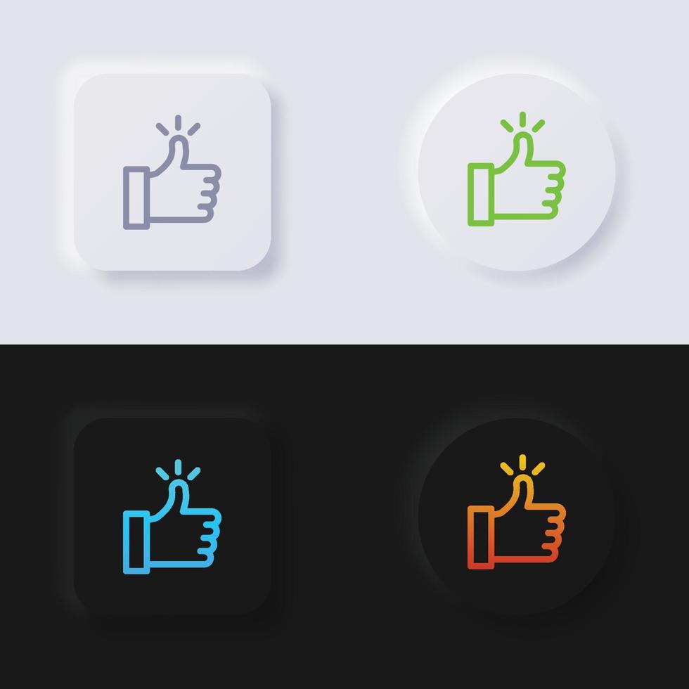 conjunto de iconos de pulgar hacia arriba, diseño de interfaz de usuario suave de botón de neumorfismo multicolor para diseño web, interfaz de usuario de aplicación y más, botón, vector. vector