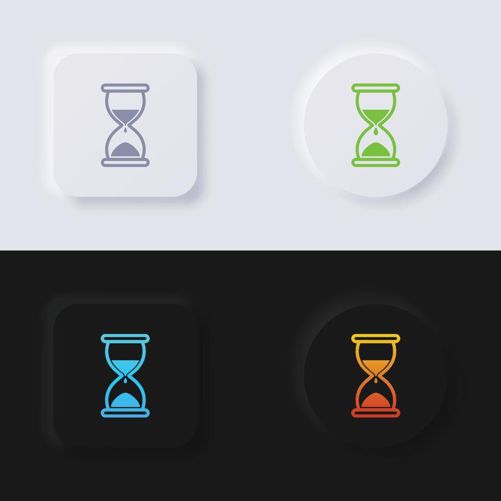 conjunto de iconos de reloj de arena, diseño de interfaz de usuario suave de botón de neumorfismo multicolor para diseño web, interfaz de usuario de aplicación y más, botón, vector. vector