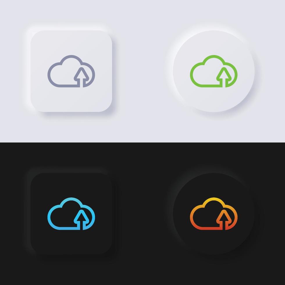Cloud upload icon set, Multicolor neumorphism button soft UI Design for Web design, Application UI and more, Button, Vector. vector