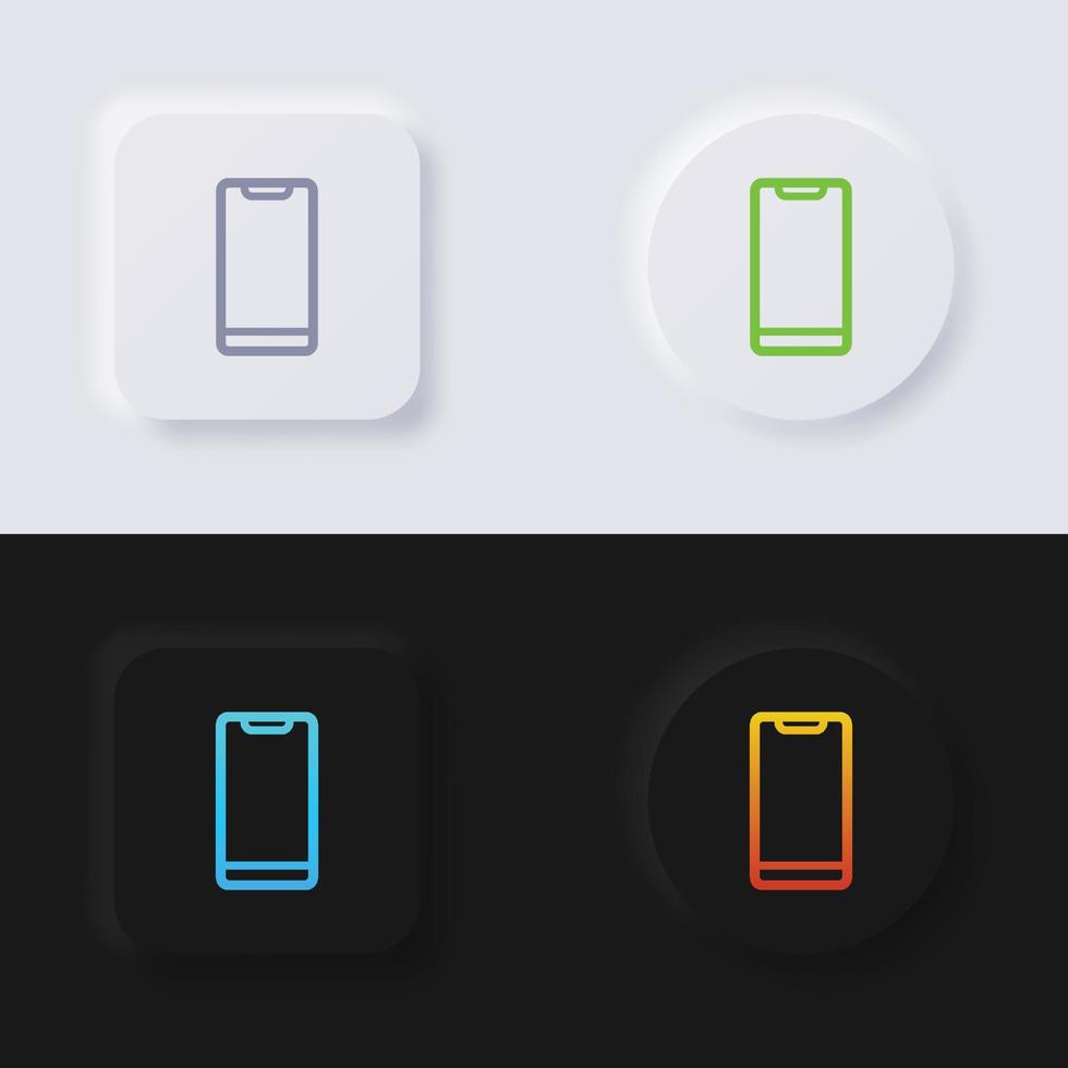 conjunto de iconos de smartphone, diseño de interfaz de usuario suave de botón de neumorfismo multicolor para diseño web, interfaz de usuario de aplicación y más, botón, vector. vector