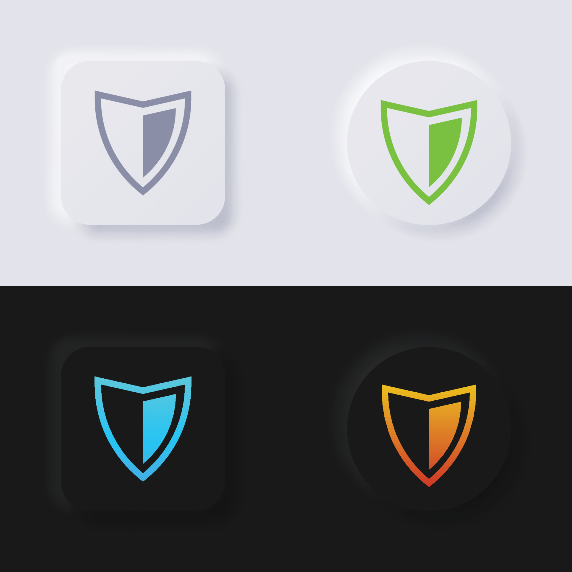 Shield icon set, Multicolor neumorphism button soft UI Design for 