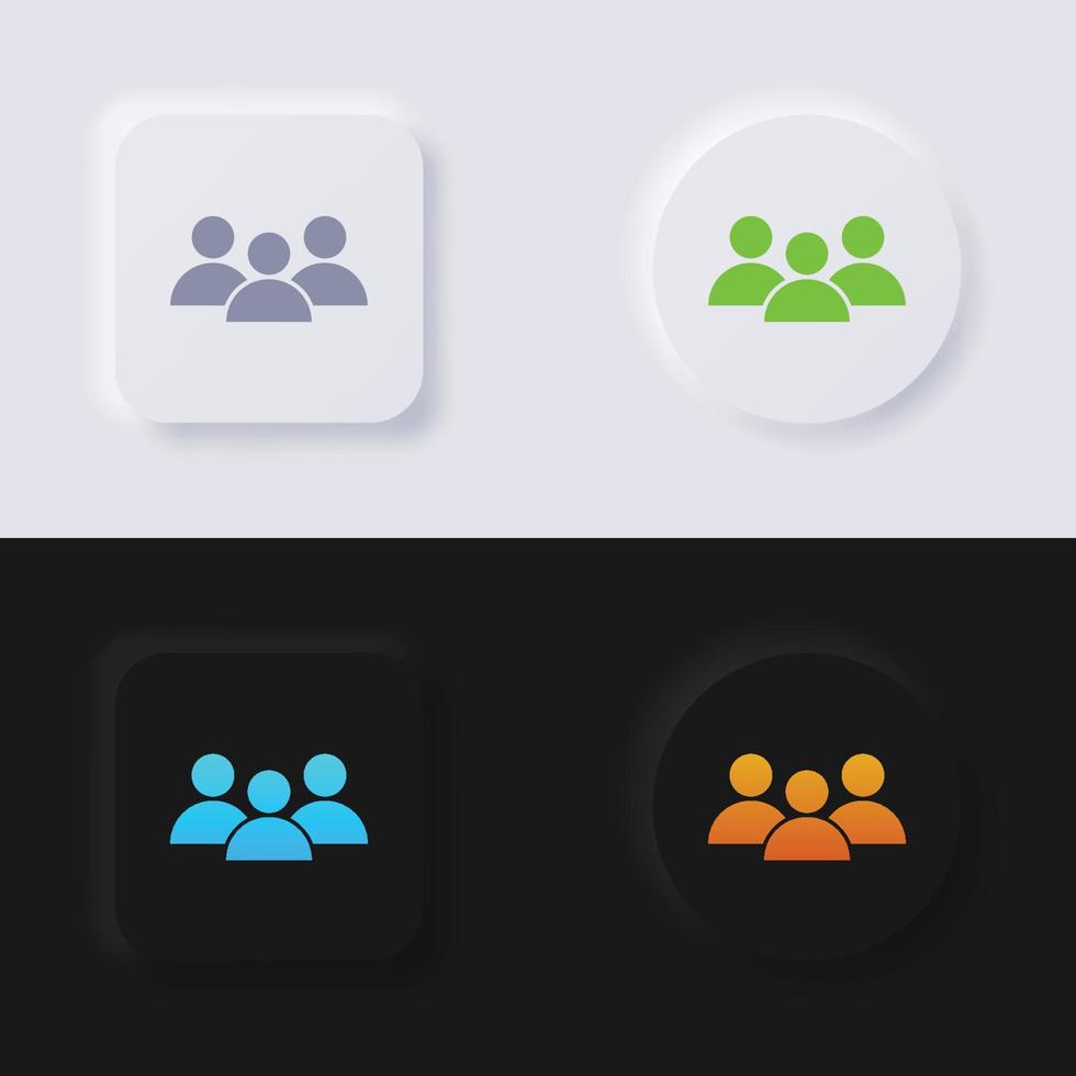 conjunto de iconos de grupo de personas, diseño de interfaz de usuario suave de botón de neumorfismo multicolor para diseño web, interfaz de usuario de aplicación y más, botón, vector. vector